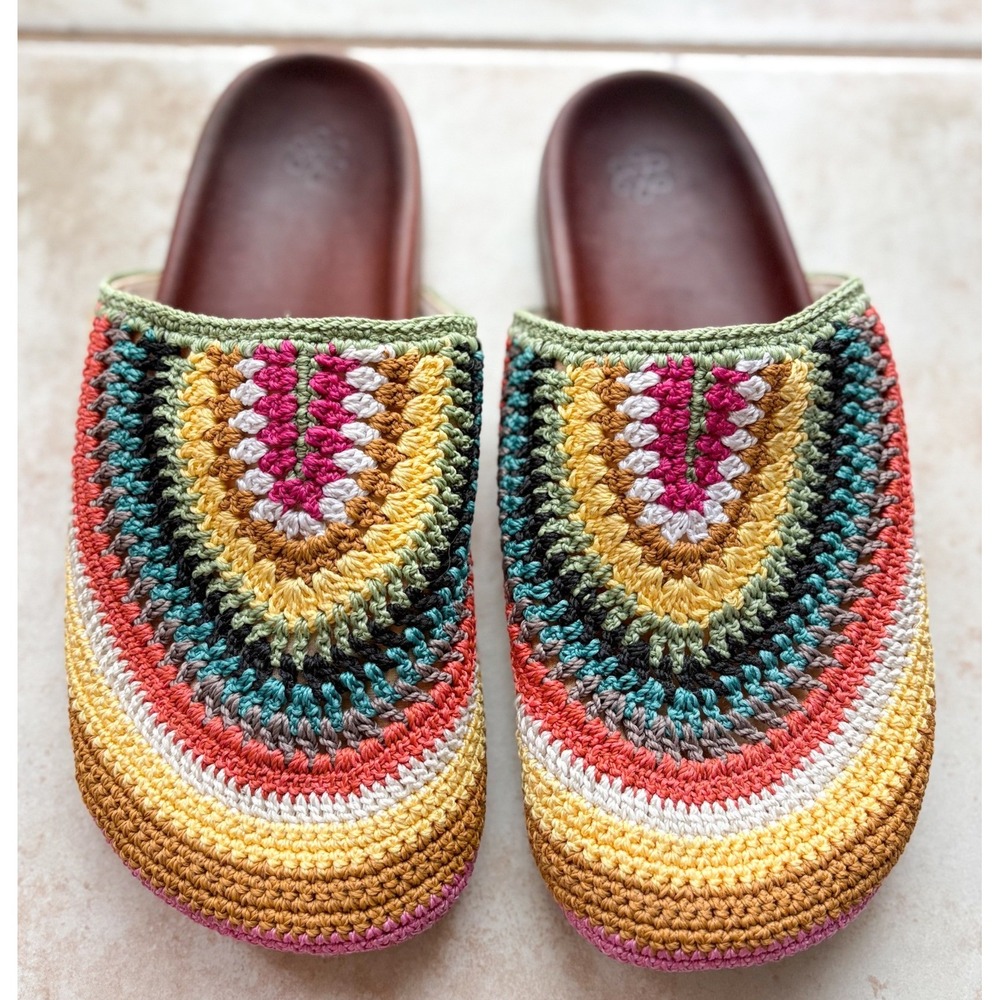 The Sak Bolinas Clog Womens Crochet Multi Color Slip On Size 10